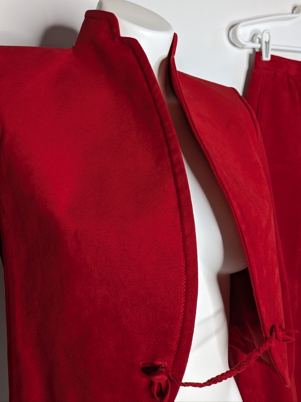 Vintage King James Red Faux Suede Bolero Jacket & Skirt Set XS/S - Picture 7 of 14